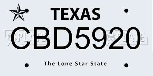 CBD5920 Texas License Plate