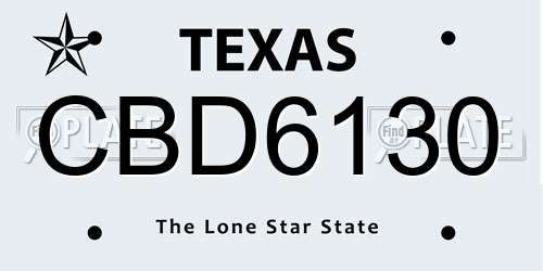 CBD6130 Texas License Plate