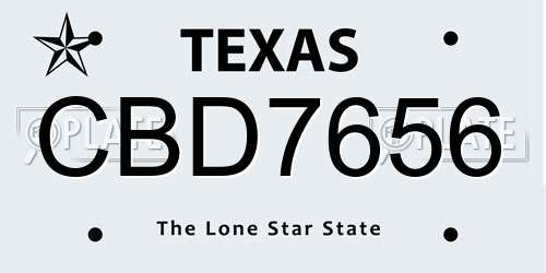 CBD7656 Texas License Plate