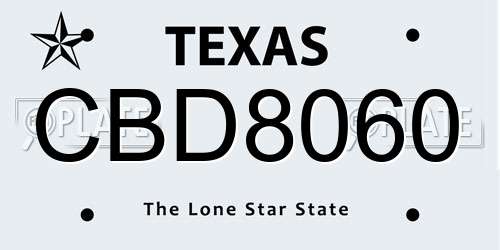 CBD8060 Texas License Plate