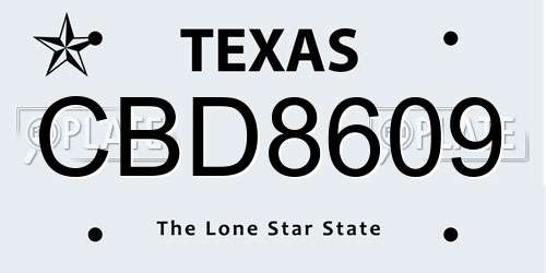 CBD8609 Texas License Plate