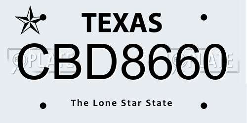 CBD8660 Texas License Plate