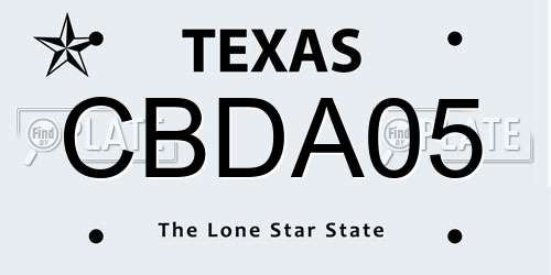 CBDA05 Texas License Plate