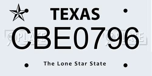 CBE0796 Texas License Plate
