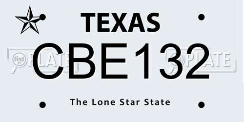CBE132 Texas License Plate