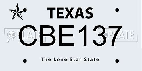CBE137 Texas License Plate