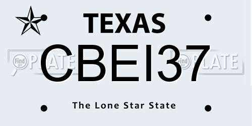 CBEI37 Texas License Plate