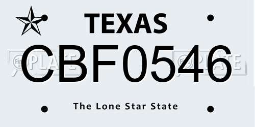 CBF0546 Texas License Plate