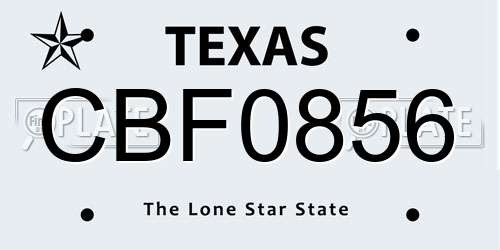 CBF0856 Texas License Plate