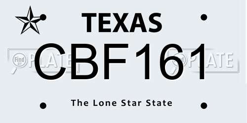 CBF161 Texas License Plate