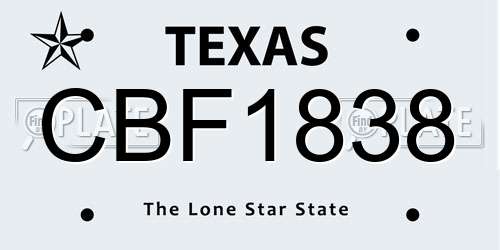 CBF1838 Texas License Plate