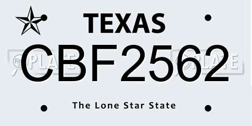 CBF2562 Texas License Plate