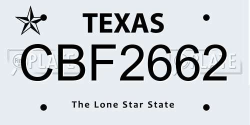 CBF2662 Texas License Plate