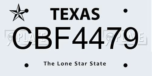 CBF4479 Texas License Plate