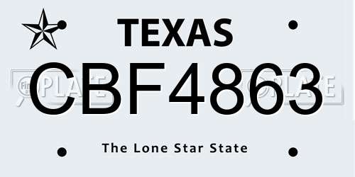CBF4863 Texas License Plate