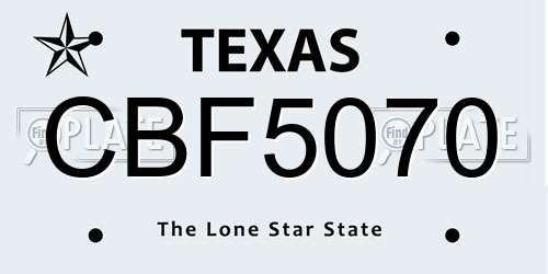 CBF5070 Texas License Plate