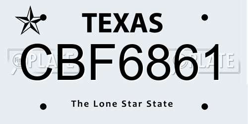 CBF6861 Texas License Plate