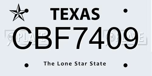 CBF7409 Texas License Plate
