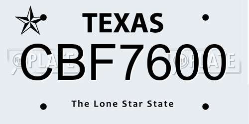 CBF7600 Texas License Plate