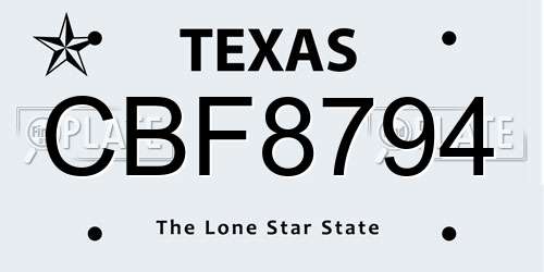 CBF8794 Texas License Plate