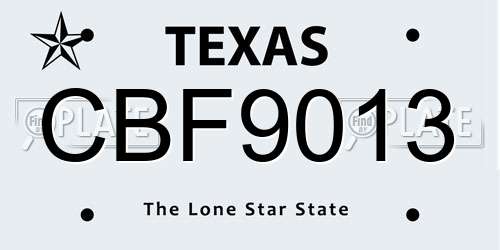 CBF9013 Texas License Plate