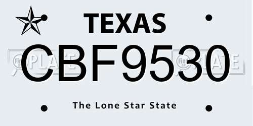 CBF9530 Texas License Plate