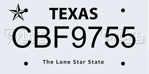 CBF9755 Texas License Plate