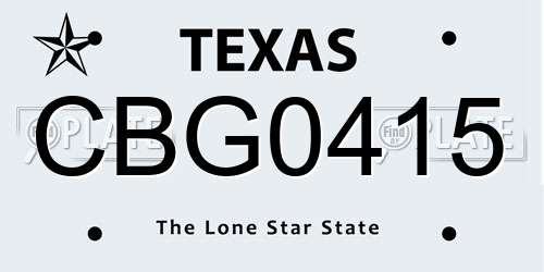 CBG0415 Texas License Plate