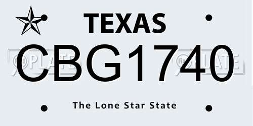 CBG1740 Texas License Plate