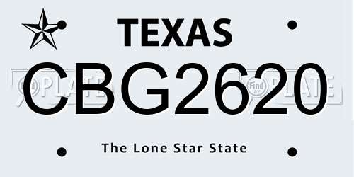 CBG2620 Texas License Plate