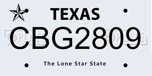 CBG2809 Texas License Plate