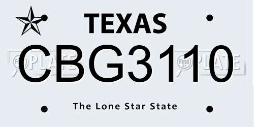 CBG3110 Texas License Plate