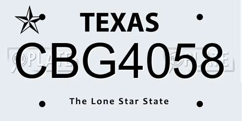CBG4058 Texas License Plate