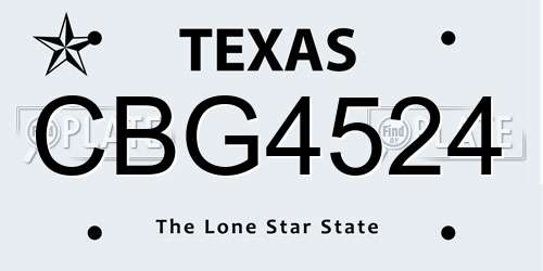 CBG4524 Texas License Plate
