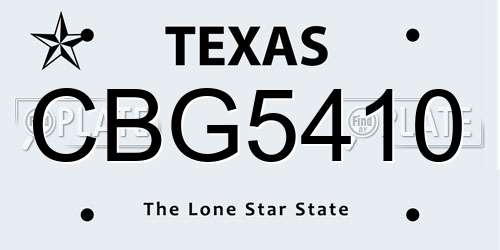 CBG5410 Texas License Plate