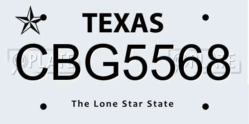 CBG5568 Texas License Plate