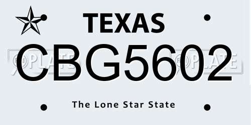 CBG5602 Texas License Plate