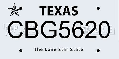CBG5620 Texas License Plate