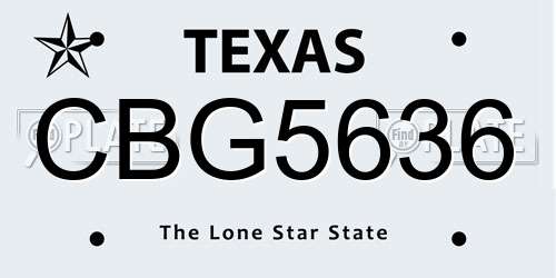 CBG5636 Texas License Plate