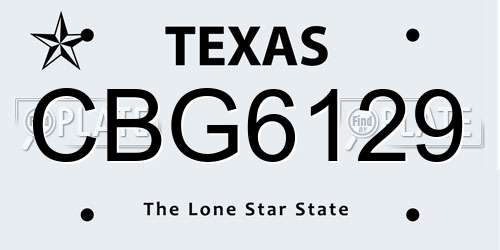 CBG6129 Texas License Plate
