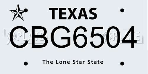 CBG6504 Texas License Plate