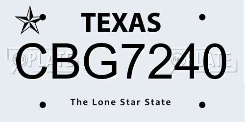 CBG7240 Texas License Plate