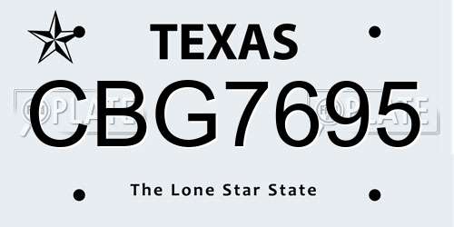 CBG7695 Texas License Plate
