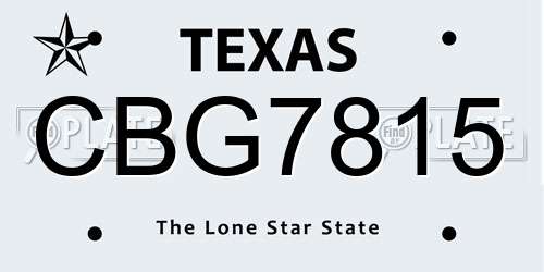 CBG7815 Texas License Plate