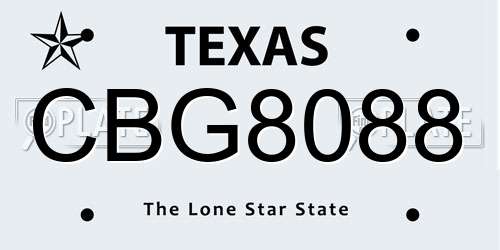CBG8088 Texas License Plate