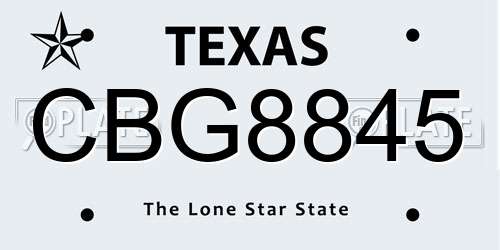 CBG8845 Texas License Plate
