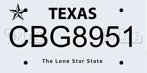 CBG8951 Texas License Plate