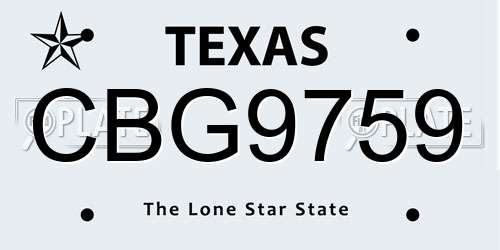 CBG9759 Texas License Plate