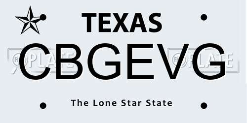 CBGEVG Texas License Plate