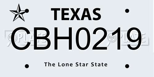 CBH0219 Texas License Plate